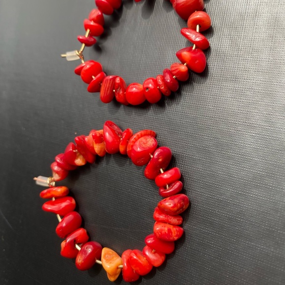 Blue red and brown rock earrings - Picture 6 of 6